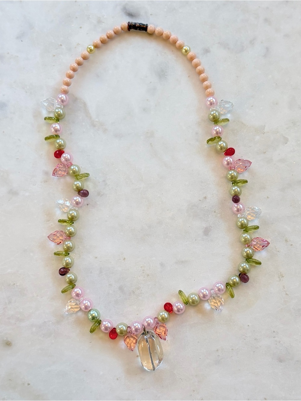 Vintage Fairycore Assorted Shapes Art Glass Plastic Beaded Necklace